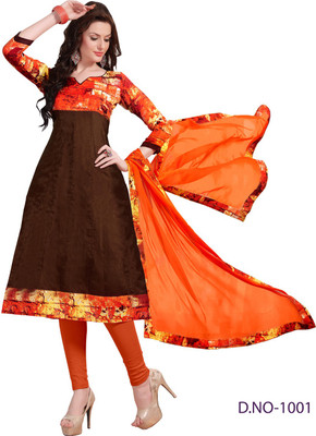 

Trendz Apparels Cotton Silk Blend Printed Salwar Suit Dupatta Material(Un-stitched), Brown