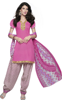 

Khushali Cotton Self Design, Printed Salwar Suit Dupatta Material(Un-stitched), Pink;white