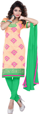 

Shree Vardhman Chanderi Embroidered Salwar Suit Dupatta Material(Un-stitched), Peach