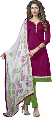 

Jiya Chanderi Self Design, Printed Salwar Suit Dupatta Material(Un-stitched), Green;pink;white