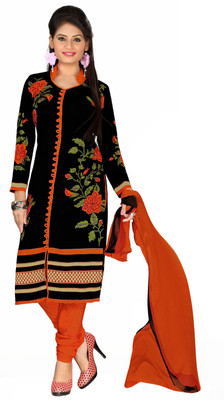 

Jiya Crepe Self Design, Printed Salwar Suit Dupatta Material(Un-stitched), Black;multicolor