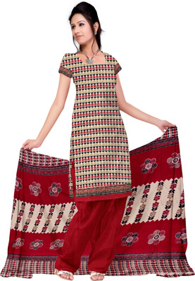 

Khushali Cotton Self Design, Printed Salwar Suit Dupatta Material(Un-stitched), Red