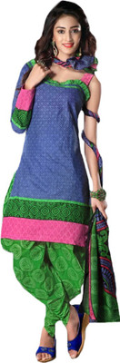 

Indian Wear Online Cotton Printed Salwar Suit Dupatta Material(Un-stitched), Blue