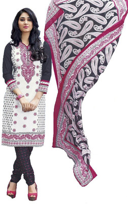 

Rajhans Creation Cotton Printed Salwar Suit Dupatta Material(Un-stitched), White