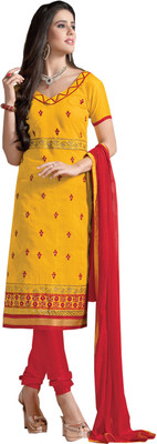 

Khushali Chanderi Self Design, Embroidered, Embellished Salwar Suit Dupatta Material(Un-stitched), Yellow