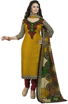 

Party Wear Dresses Cotton Printed Salwar Suit Dupatta Material(Un-stitched), Yellow