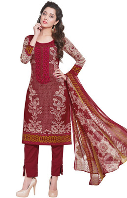 

Pshopee Synthetic Printed Salwar Suit Dupatta Material(Un-stitched), Maroon