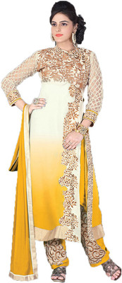 

Indian Wear Online Georgette Embroidered Semi-stitched Salwar Suit Dupatta Material, Multicolor