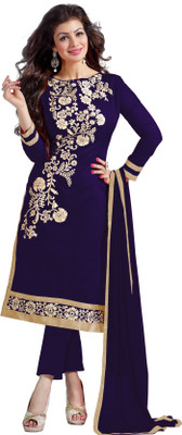 

Jiya Chanderi Self Design, Embroidered Salwar Suit Dupatta Material(Un-stitched), Dark blue