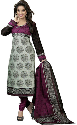 

Party Wear Dresses Cotton Printed Salwar Suit Dupatta Material(Un-stitched), Grey
