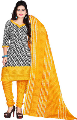 

Araja Cotton Printed Salwar Suit Dupatta Material(Un-stitched), Black