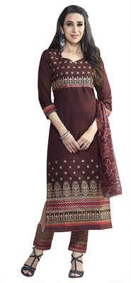 

Ewows Cotton Embroidered Salwar Suit Dupatta Material(Un-stitched), Brown
