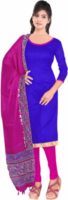

Women Latest Fancy Designer Salwar Suit Silk Solid Salwar Suit Dupatta Material(Un-stitched), Blue;red