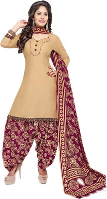 

Pshopee Cotton Printed Salwar Suit Dupatta Material(Un-stitched), Beige