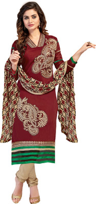 

Jiya Chanderi Self Design, Embroidered Salwar Suit Dupatta Material(Un-stitched), Beige;maroon