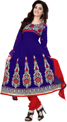 

Khushali Cotton Embroidered Salwar Suit Dupatta Material(Un-stitched), Blue;red