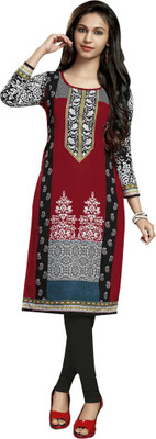 

Indian Wear Online Cotton Printed Kurti Fabric(Un-stitched), Black;maroon