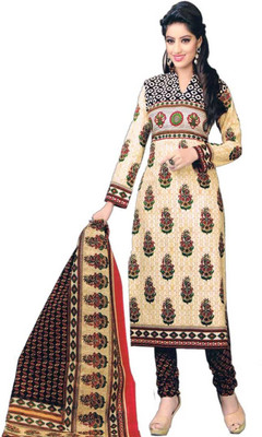 

Javuli Cotton Printed Dress/Top Material(Un-stitched), White