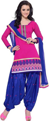 

Parishi Fashion Cotton Embroidered Salwar Suit Material(Un-stitched), Pink