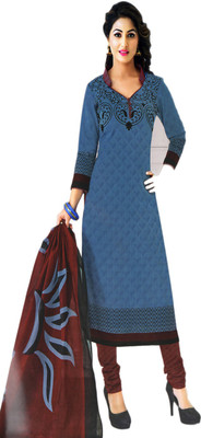 

Javuli Cotton Printed Salwar Suit Material(Un-stitched), Blue