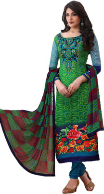 

Party Wear Dresses Georgette Embroidered Semi-stitched Salwar Suit Dupatta Material, Green