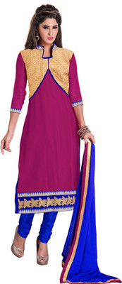 

Khushali Georgette Self Design, Embroidered Salwar Suit Dupatta Material(Un-stitched), Pink
