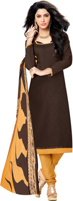 Khushali Jacquard Self Design Salwar Suit Dupatta Material(Un-stitched), Brown;yellow