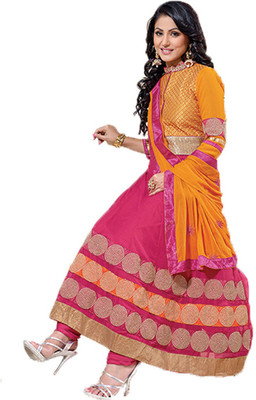 

Party Wear Dresses Georgette Embroidered Semi-stitched Salwar Suit Dupatta Material, Multicolor