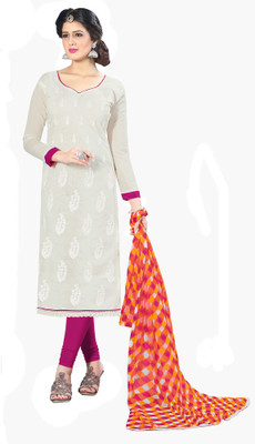 

Jiya Chanderi Self Design, Embroidered Salwar Suit Dupatta Material(Un-stitched), Multicolor;pink;white