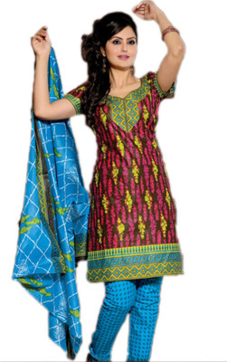 

Indian Wear Online Cotton Printed Semi-stitched Salwar Suit Dupatta Material, Multicolor