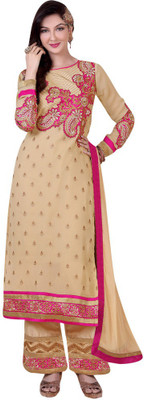 Trendz Apparels Georgette Embroidered Salwar Suit Dupatta Material(Un-stitched), Gold