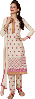 

Khushali Cotton Self Design, Embroidered Salwar Suit Dupatta Material(Un-stitched), Beige