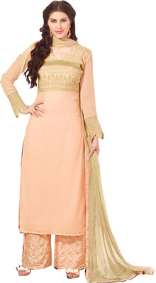 

Vandv Shop Georgette Embroidered Semi-stitched Salwar Suit Dupatta Material, Cream