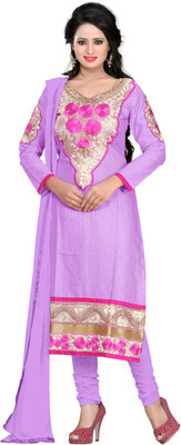

Khushali Cotton Self Design, Embroidered Salwar Suit Dupatta Material(Un-stitched), Purple
