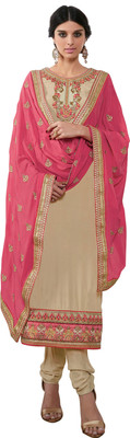 

Khushali Georgette Self Design, Embellished, Embroidered Salwar Suit Dupatta Material(Un-stitched), Beige;pink