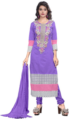 

Khushali Chanderi Self Design, Embroidered Salwar Suit Dupatta Material(Un-stitched), Purple