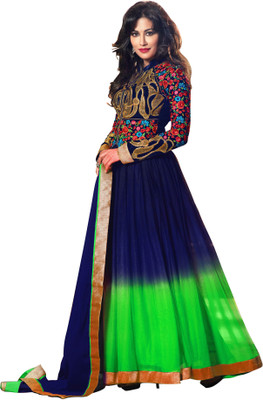

Khushali Net Self Design, Embroidered Salwar Suit Dupatta Material(Un-stitched), Blue;green