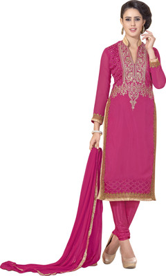 

Jiya Georgette Self Design, Embroidered, Embellished Salwar Suit Dupatta Material(Un-stitched), Pink