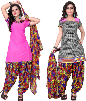 

Jiya Crepe Self Design, Printed Salwar Suit Dupatta Material(Un-stitched), Black;multicolor;pink;white