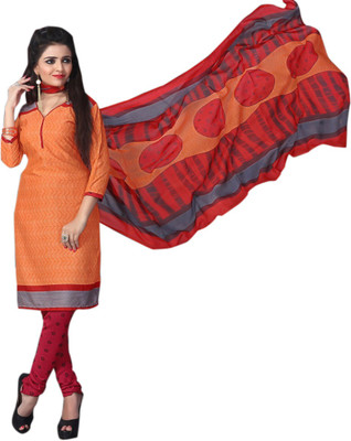 

Trendz Apparels Crepe Printed Salwar Suit Dupatta Material(Un-stitched), Orange