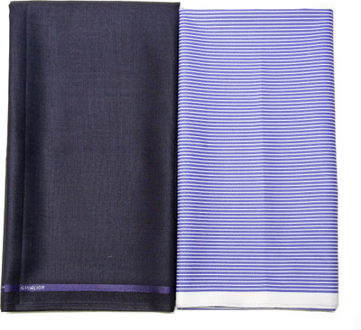 

Gwalior Suitings Cotton Polyester Blend Striped Shirt & Trouser Fabric(Un-stitched), Blue