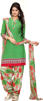 

Jiya Cotton Polyester Blend Self Design, Printed Salwar Suit Dupatta Material(Un-stitched), Green;multicolor