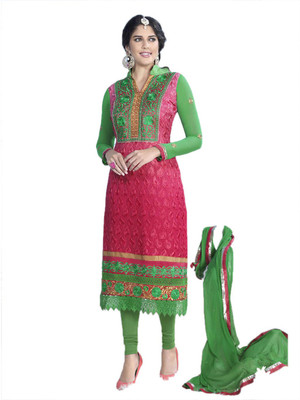 

Indian Wear Online Georgette Embroidered Semi-stitched Salwar Suit Dupatta Material, Multicolor
