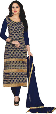 Khushali Georgette Self Design, Embroidered Salwar Suit Dupatta Material(Un-stitched), Blue