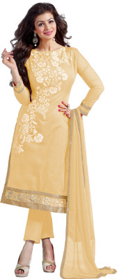 

Jiya Chanderi Self Design, Embroidered Salwar Suit Dupatta Material(Un-stitched), Beige