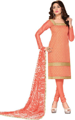 

Khushali Chanderi Self Design, Embroidered Salwar Suit Dupatta Material(Un-stitched), Orange