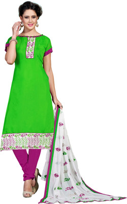 

Khushali Chanderi Self Design, Embroidered Salwar Suit Dupatta Material(Un-stitched), Green;pink
