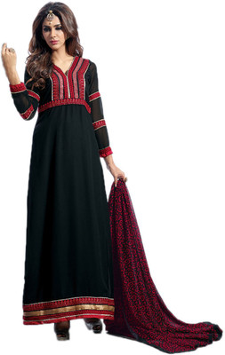 

Party Wear Dresses Georgette Embroidered Semi-stitched Salwar Suit Dupatta Material, Black
