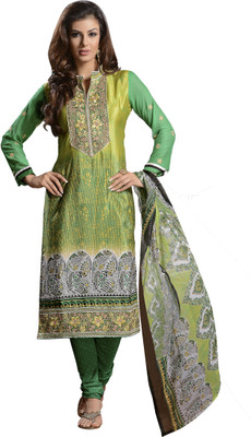 

Khushali Crepe Self Design, Embroidered Salwar Suit Dupatta Material(Un-stitched), Green;multicolor