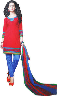 

LolyDoll Synthetic Printed Dress/Top Material, Salwar Suit Material, Salwar Suit Dupatta Material(Un-stitched), Red